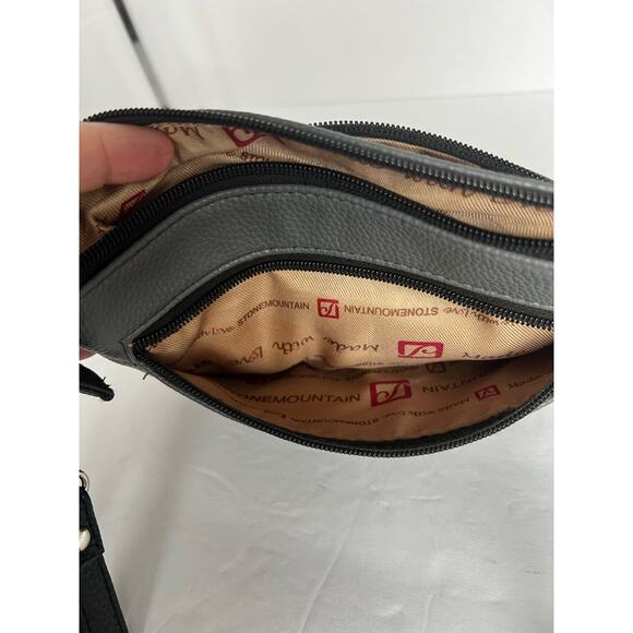 STONE & CO Small Pebbled Leather Purse The SYDNEY Clutch Shoulder Bag Gray Black - Picture 9 of 10